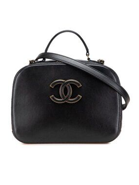 Chanel CC Logo 2-Way Shoulder Bag Black Calfskin